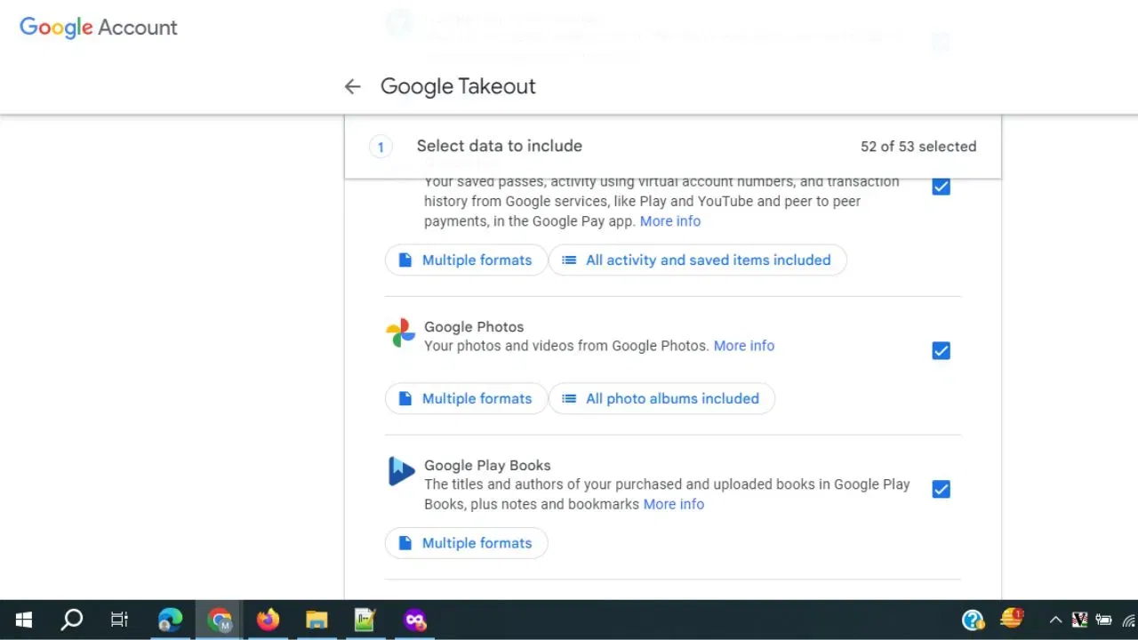 ইয়াত আপুনি “Choose file type, frequency, and destination” ত ফাইলৰ ধৰণ নিৰ্বাচন কৰিব লাগিব। ইয়াৰ উপৰিও এই ডাউনলোডটো এবাৰহে কৰিব লাগিব নে নাই সেইটো নিৰ্বাচন কৰাৰ সুবিধাও পাব আৰু প্ৰতি ২ মাহৰ মূৰে মূৰে গুগল ফটো স্বয়ংক্ৰিয়ভাৱে ডাউনলোড হ’ব।