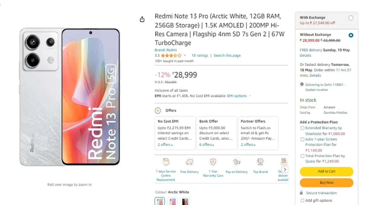 Redmi Note 13 Pro Price: এই Redmi ফোনটোৰ তিনিটা ভেৰিয়েন্ট আছে, 8GB/128GB, 8GB/256GB আৰু 12GB/256GB। এই মডেলসমূহৰ মূল্য ক্ৰমে ২৪,৯৯৯ টকা, ২৬,৯৯৯ টকা আৰু ২৮,৯৯৯ টকা।