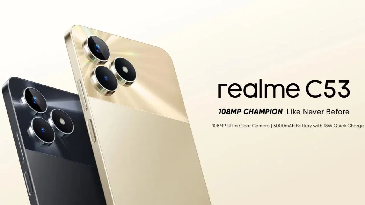 Realme C53 স্পেচিফিকেশন: 108MP কেমেৰাৰ উপৰিও এই Realme ফোনত থাকিব 6.74 ইঞ্চি HD ডিছপ্লে, 5000 mAh বেটাৰী আৰু Unisoc T612 প্ৰচেছৰ।