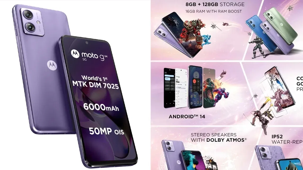 Motorola G64 5G: এই ৫০ মেগাপিক্সেলৰ স্মাৰ্টফোনত আপুনি ৬০০০mAh বেটাৰী পাব। মাত্ৰ ১৬,৮৪০ টকাত ৰেহাইৰ সৈতে কিনিব পাৰিব।