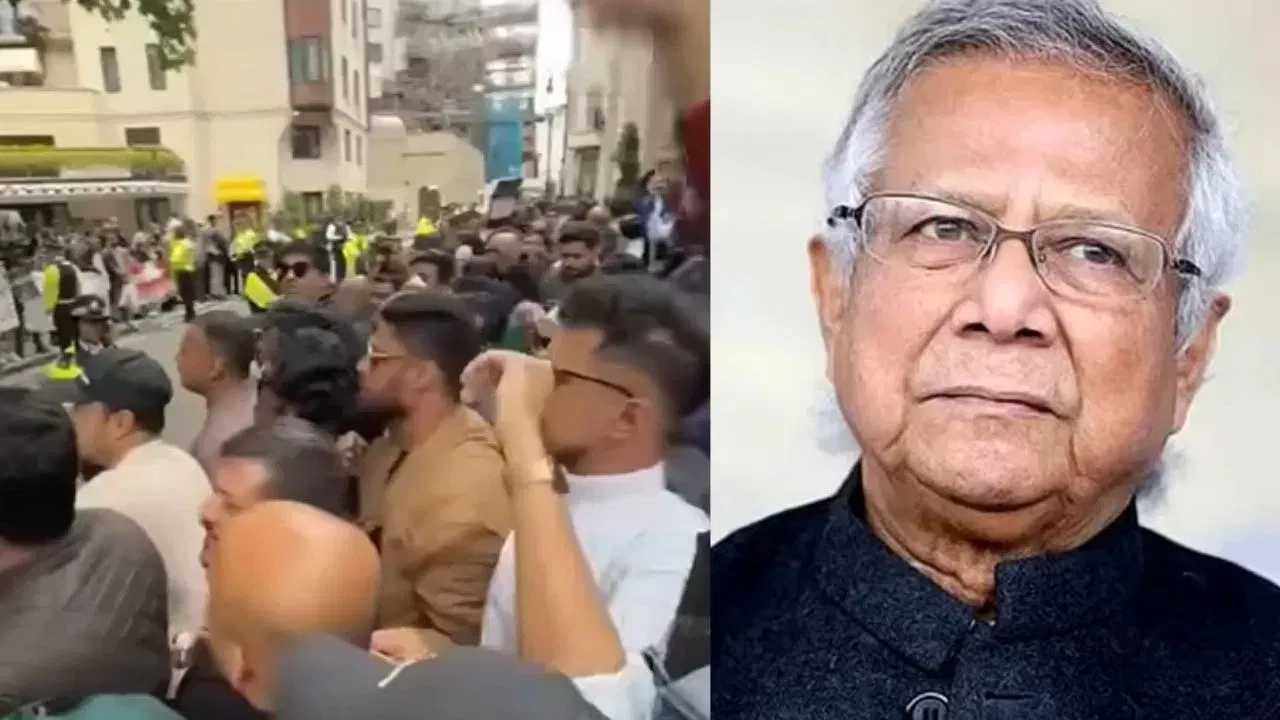 লণ্ডনত মহম্মদ ইউনুছৰ বিৰুদ্ধে প্ৰতিবাদ, শুনা গ’ল Go Back ধ্বনি লণ্ডনত মহম্মদ ইউনুছৰ বিৰুদ্ধে প্ৰতিবাদ, শুনা গ’ল Go Back ধ্বনি