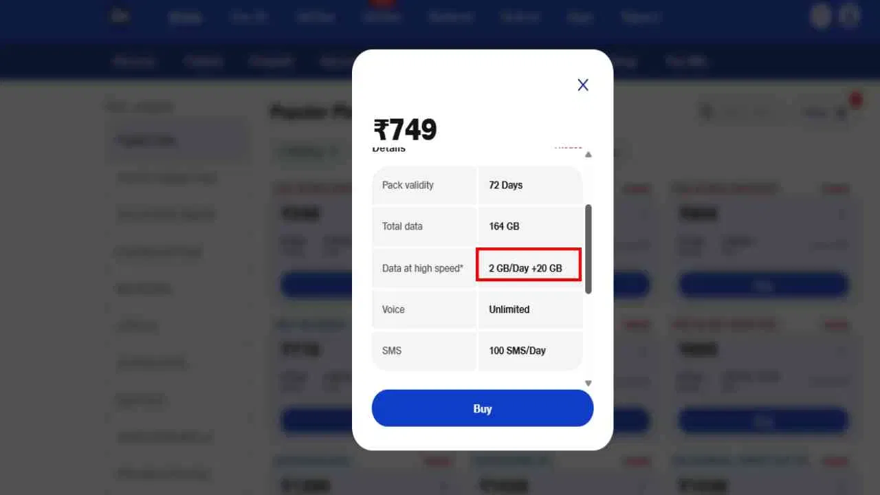 Reliance Jio 749 Plan Details
