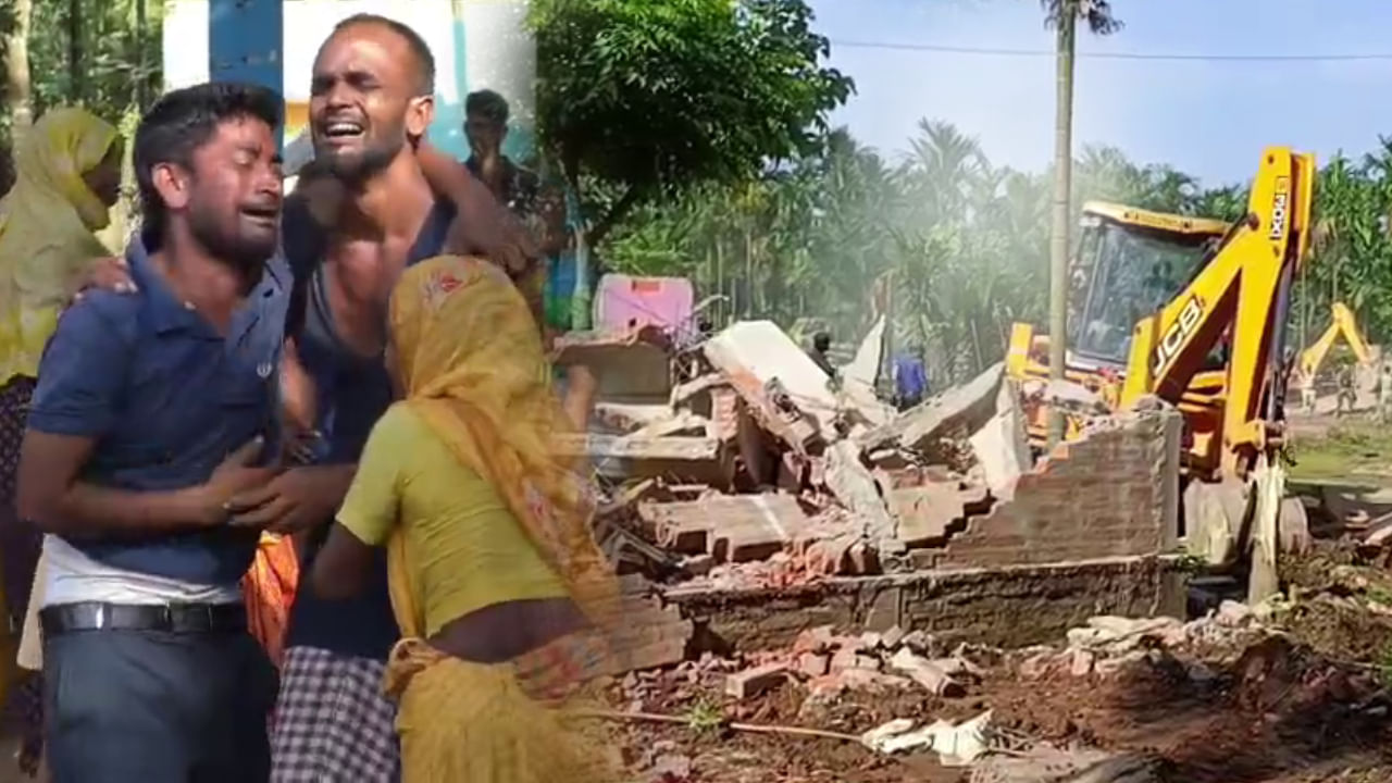 এফালৰ পৰা বুলড'জাৰে ভাঙিছে ঘৰ, গোৱালপাৰাত কান্দোনৰ ৰোল