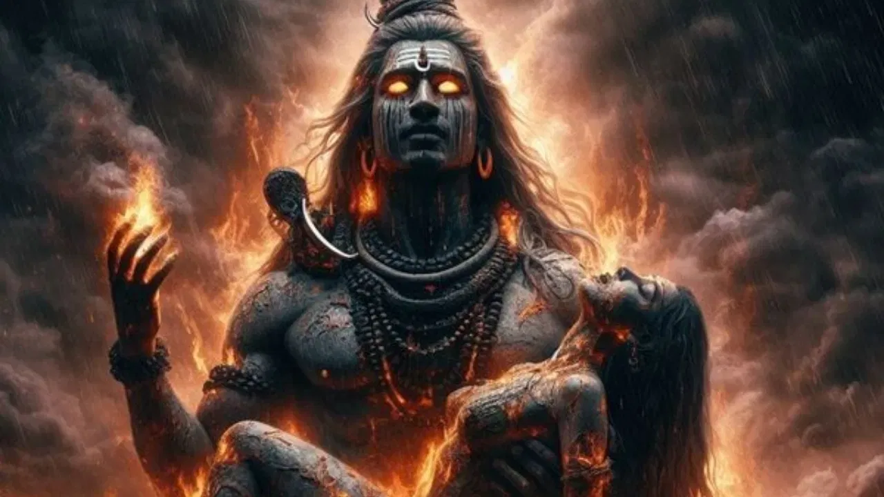 দক্ষ প্ৰজাপতিয়ে ভগৱান শিৱক অপমান কৰি বেয়াকৈ কয়। সতীয়ে স্বামীৰ অপমান সহ্য কৰিব নোৱাৰি সেই যজ্ঞৰ কুণ্ডত জপিয়াই জীৱন শেষ কৰে। ভগৱান শিৱই যেতিয়া এই বিষয়ে গম পালে, তেতিয়া তেওঁ অত্যন্ত ক্ৰোধিত হৈ পৰিল।