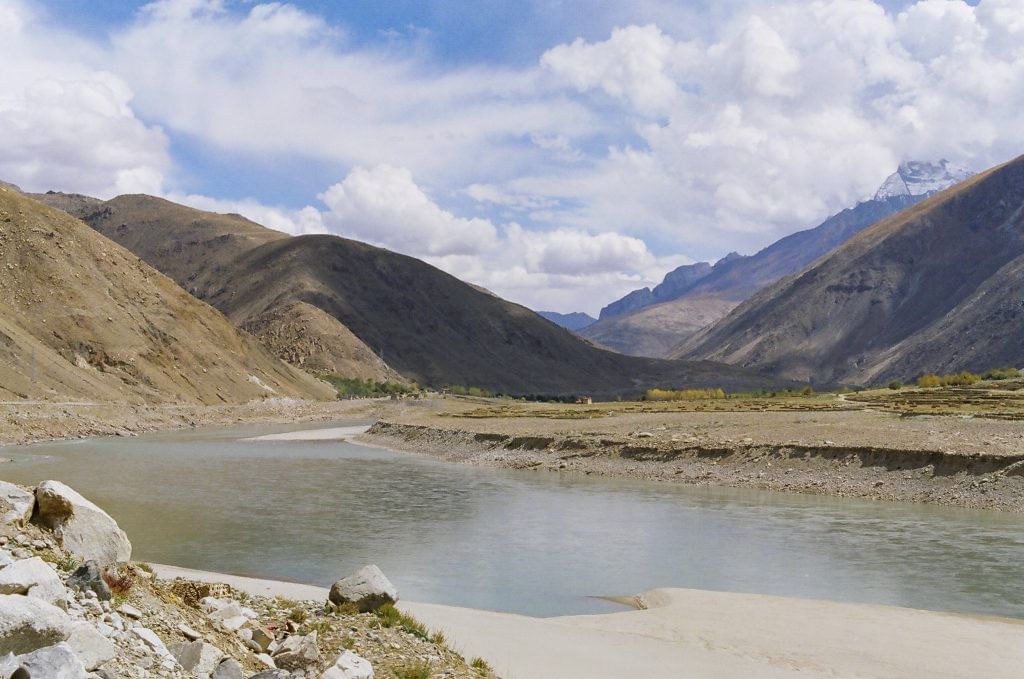 Scenic View Of River And Mountains Against Sky,gyantse,china