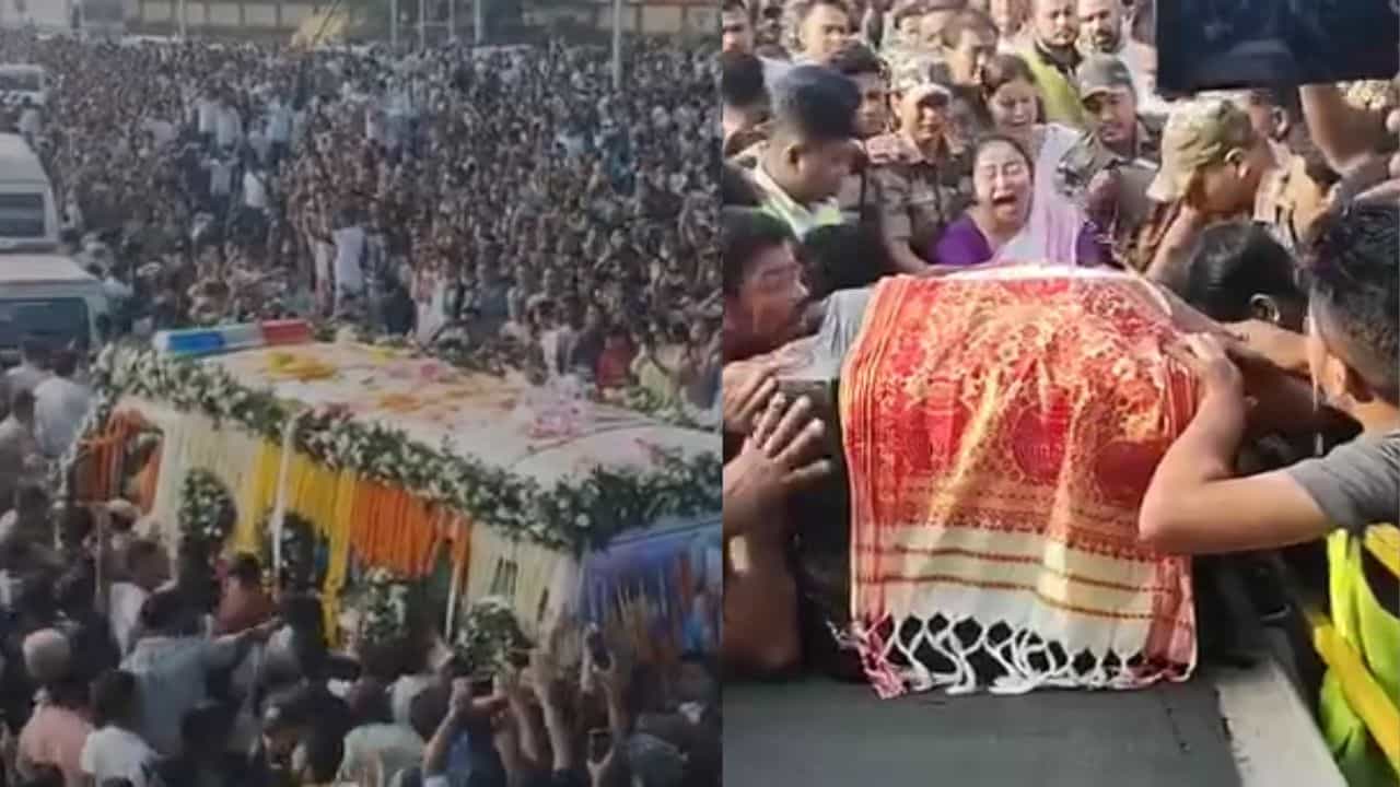 অনুৰাগীৰ ভিৰ ফালি জুবিনৰ শেষ যাত্ৰা, বিমান বন্দৰৰ পৰা প্ৰাণৰ গল্ডিক আদৰিলে গৰিমাই