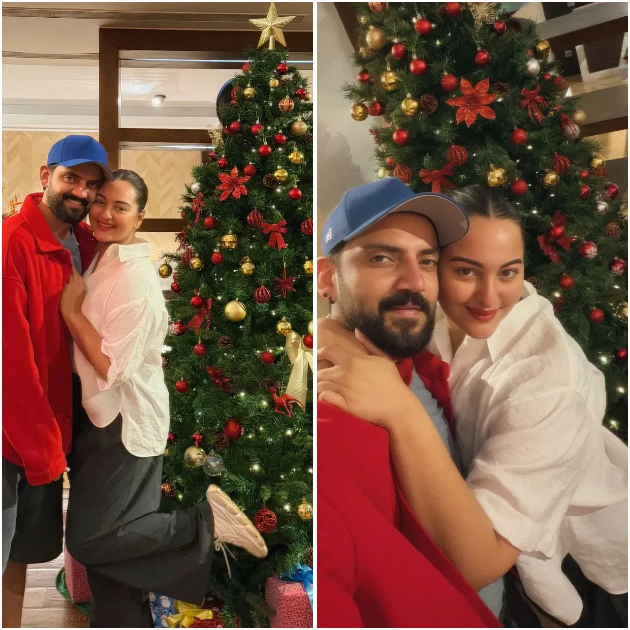 সোণাক্ষী সিনহা আৰু তেওঁৰ স্বামী জহীৰ ইকবালে বৰদিনৰ গছৰ সৈতে চেলফি শ্বেয়াৰ কৰে। দুয়োজনে সাধাৰণ সাজ-পোছাক পিন্ধিছে। অনুৰাগীসকলে কমেণ্ট ছেকচনত তেওঁলোকক বৰদিনৰ শুভেচ্ছা জনাইছে আৰু ফটোখনৰ প্ৰশংসা কৰিছে।