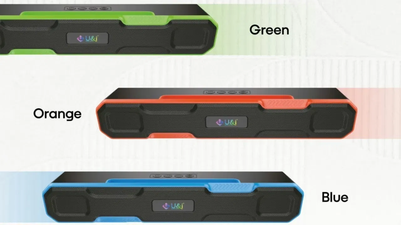 U&i Adjust Series (UiBS 2052) ব্লুটুথ স্পীকাৰ: মূল্য ৮৪৯ টকা, ই 16W অডিঅ', ১২ ঘন্টা বেটাৰী জীৱন, আৰু TWS যোৰাৰ বাবে সমৰ্থন প্ৰদান কৰে, আপোনাক ষ্টেৰিঅ' শব্দৰ বাবে দুটা স্পীকাৰ একেলগে যোৰ কৰাৰ অনুমতি দিয়ে। স্পীকাৰটোত ব্যৱহাৰ কৰাত সহজ ভৌতিক নিয়ন্ত্ৰণৰ বৈশিষ্ট্য আছে আৰু ই সেউজীয়া, কমলা, নীলা, আৰু ৰঙা ৰঙত উপলব্ধ। ই ইউএছবি, টিএফ, এফএম, অ’এক্স, আৰু ব্লুটুথ সমৰ্থন কৰে। (Image: U&i)