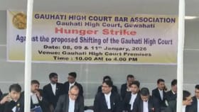 উচ্চ ন্যায়ালয় স্থানান্তৰৰ বিৰোধিতা, CJI ৰ আধাৰশিলা স্থাপন অনুষ্ঠান বৰ্জন, অনশনত উকীল সন্থা…...