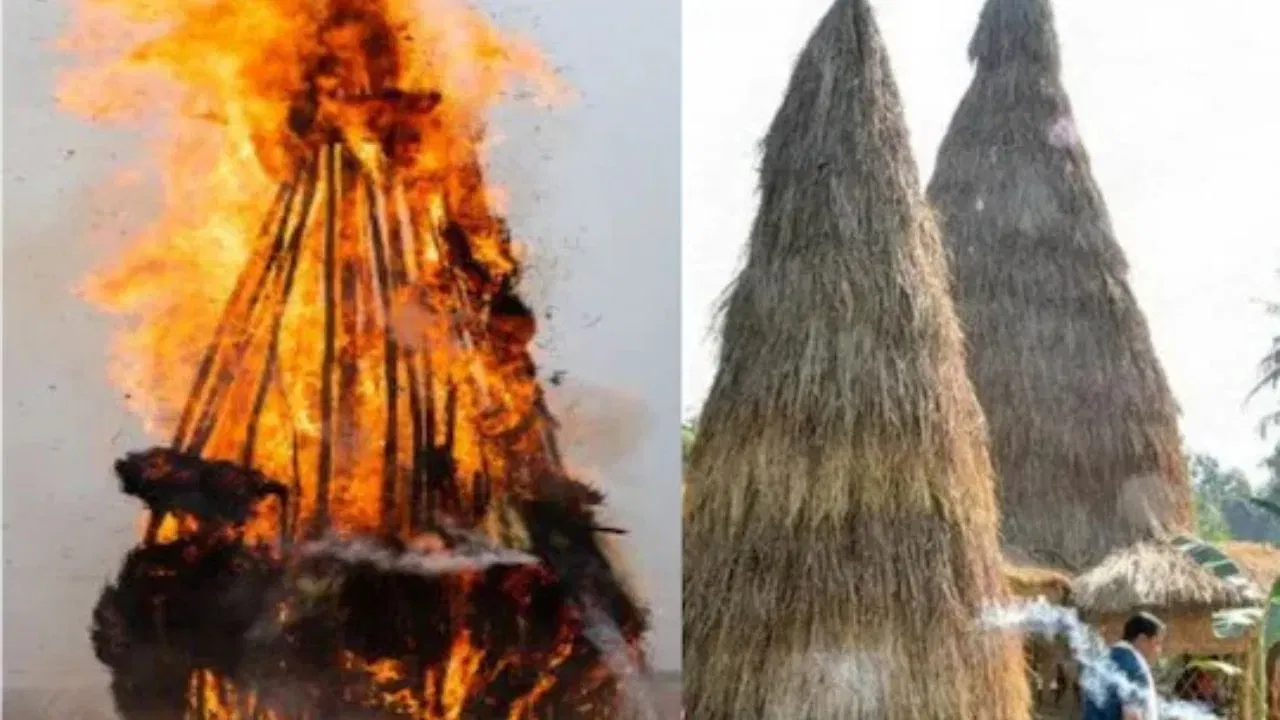 উৰুকাৰ নিশা গাওঁৰ ডেকাসকলে লগ লাগি ভোজ ভাত খাই নাচি বাগি উজাগৰে থাকে। খেৰৰ নৰাৰে ভেলাঘৰ সাজি তাত ভোজভাত খায় আৰু পুৱা সকলোৱে গা ধুই মেজি জ্বলায়।